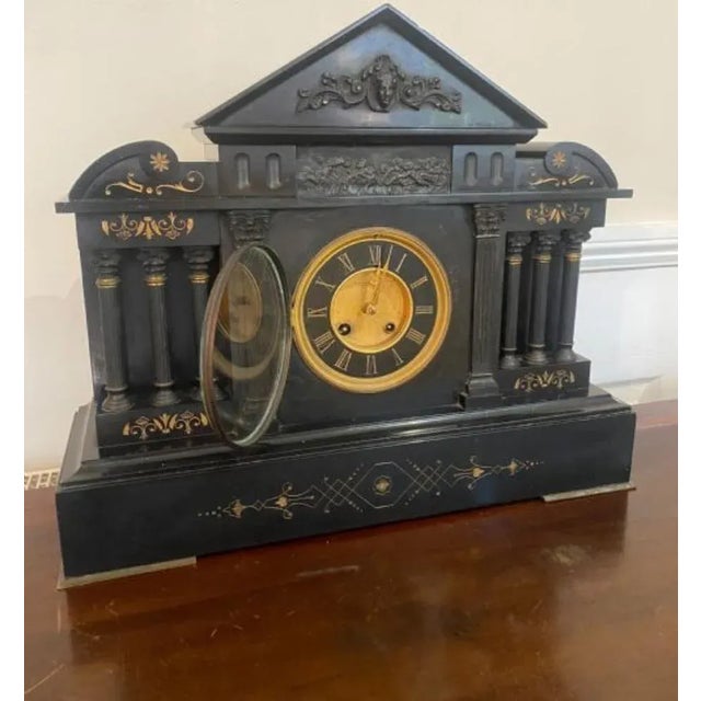 Large Victorian Marble Mantle Clock, 1860s For Sale - Image 3 of 6