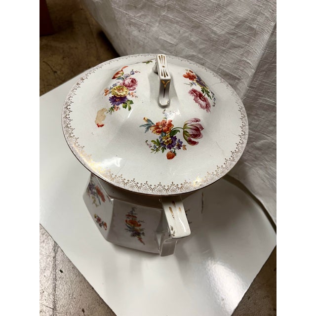 1920s Wheeling Pottery La Belle Victorian Floral Trash Can, Wastebasket For Sale - Image 9 of 12