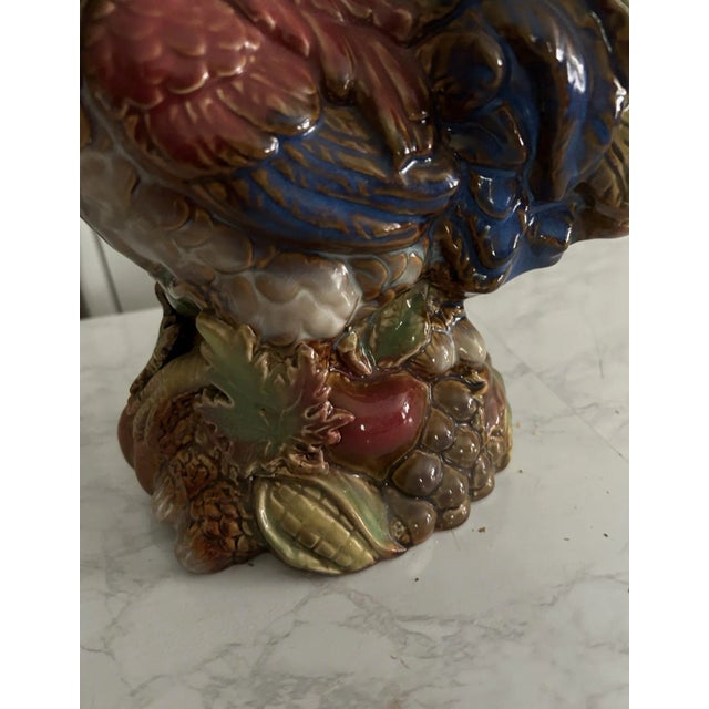1970s Mid-Century Vintage Majolica Rooster For Sale - Image 5 of 8