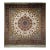 Vintage Persian Tabriz Square Area Rug, Hand-Knotted Wool & Silk, Fine Medallion Floral Pattern, Ivory & Brown, 7x7 For Sale