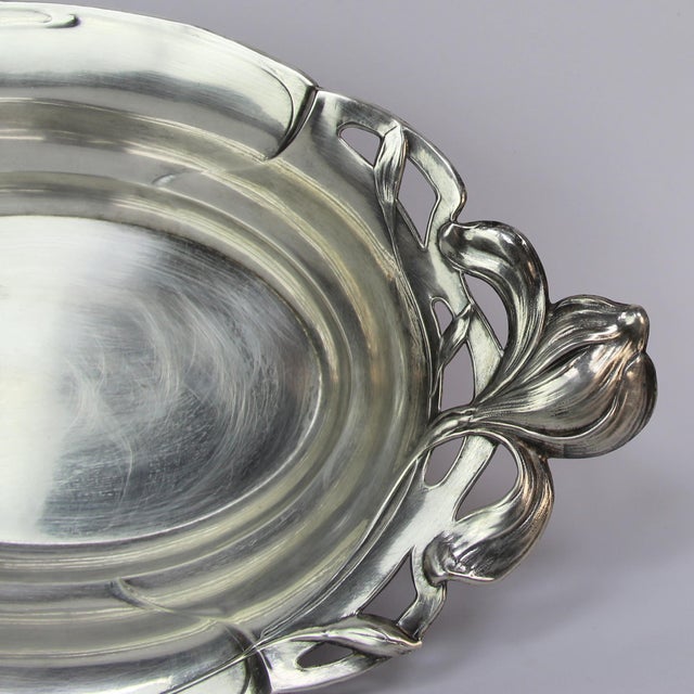 French Art Nouveau Tray in Silver Metal, 1890s For Sale - Image 6 of 11