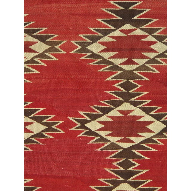 Authentic Navajo Rug Early Red Field Geometric Textile Hand-Spun Wool Circa 1900 For Sale - Image 14 of 18