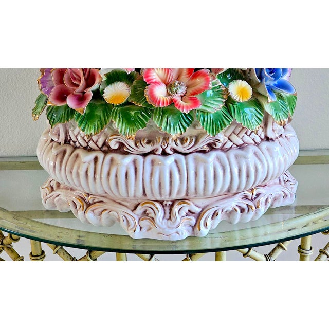 Vintage Italian Capodimonte-Style Porcelain Floral Centerpiece For Sale - Image 4 of 18