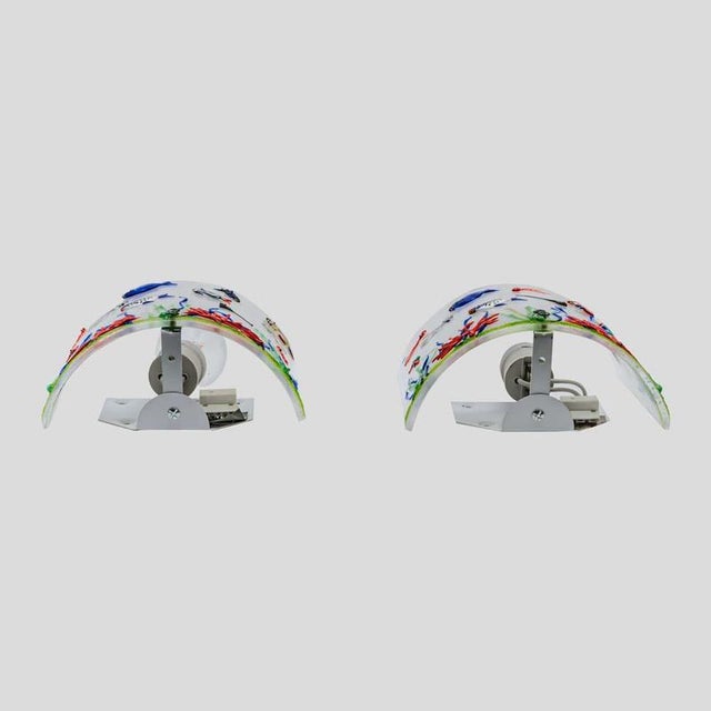 White Colour Murano Glass Aquarium Wall Lights, 1970s, Set of 2 For Sale - Image 3 of 8
