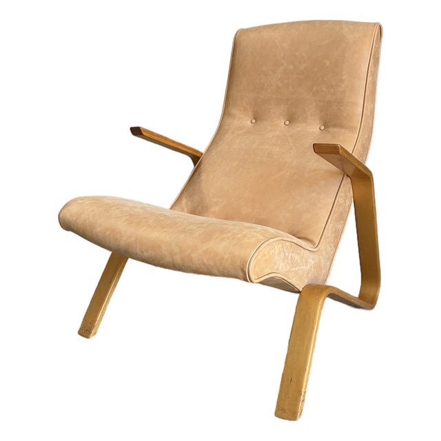 Mid Century Knoll Eero Saarinen Grasshopper Leather Lounge Chair For Sale
