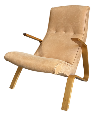 Mid Century Knoll Eero Saarinen Grasshopper Leather Lounge Chair