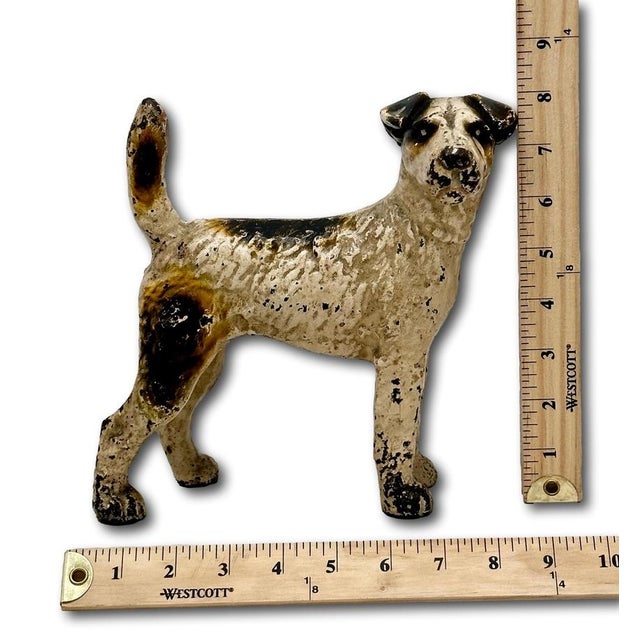 Vintage 1930s American Hubley Manufacturing Company Cast Iron Fox Terrier Dog Doorstop For Sale - Image 17 of 18