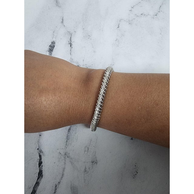 S Style Diamond Tennis Bracelet 3.60cttw 14k White Gold For Sale - Image 4 of 4