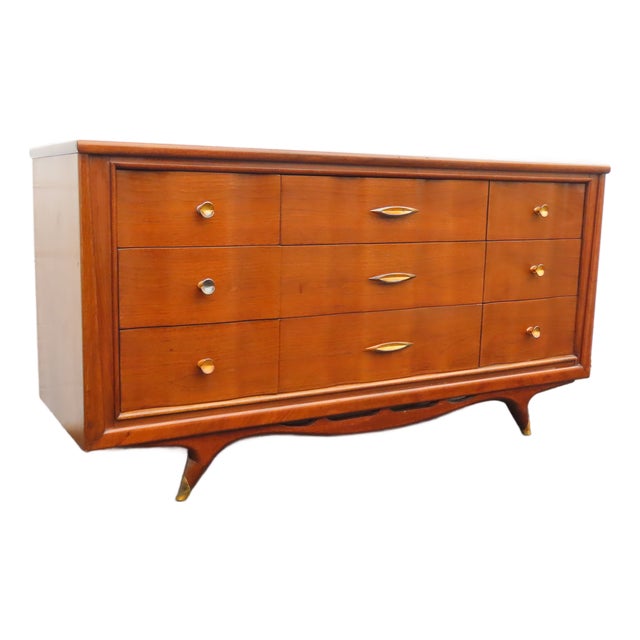 Kent Coffey Mid Century Modern Long Dresser Bathroom Vanity 6892 For Sale