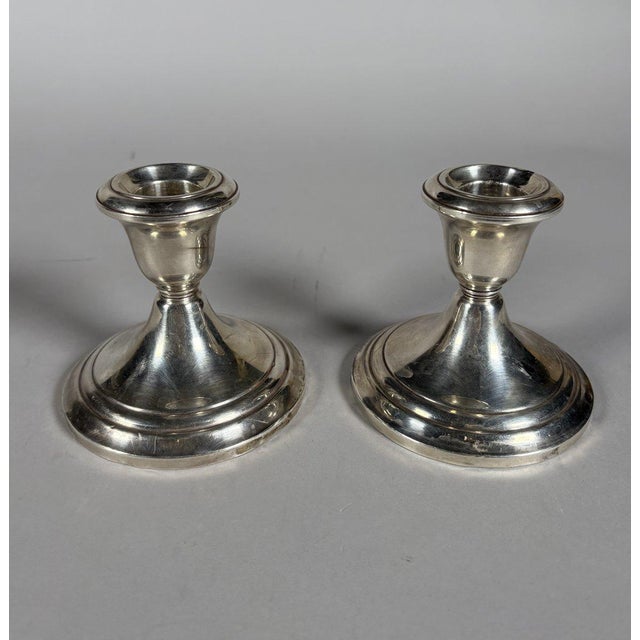 Modern Pair of American 925 silver candlesticks For Sale - Image 3 of 5