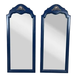 Mid Century Blue and Gold Mirrors, a Pair