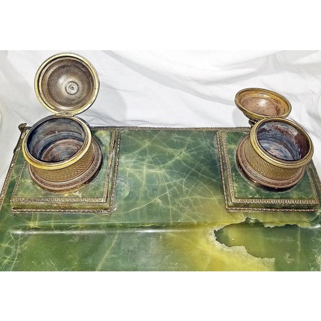 19th Century French Onyx and Bronze Inkwell For Sale In West Palm - Image 6 of 7