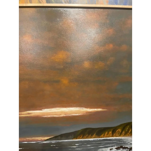 Textile Framed Oil Painting on Linen "Red Central Sunset, California" by Mark Sylva For Sale - Image 7 of 11