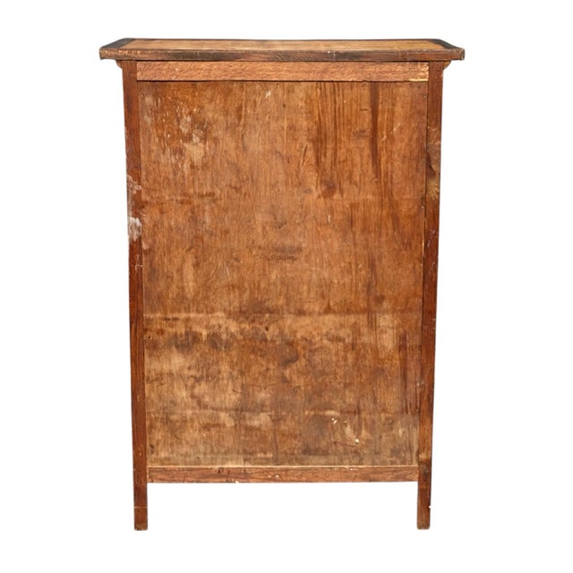 Antique Federal Style Bird's Eye Maple & Oak Five Drawer Gentleman's Tall Chest For Sale - Image 12 of 12