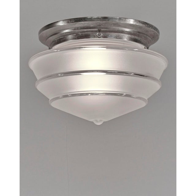 Silver Large French Art Deco Flush Mount - 1930s France For Sale - Image 8 of 11