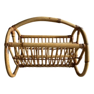 Bamboo Magazine Rack, 1960s For Sale