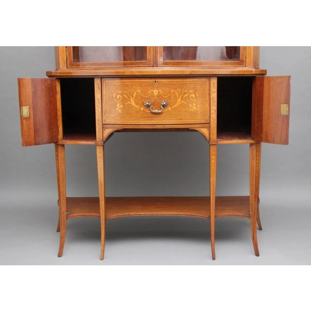 Antique Mahogany Inlaid Display Cabinet, 1890s For Sale - Image 15 of 18