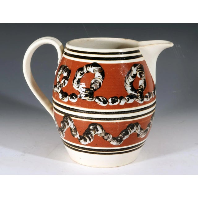 Ceramic Antique English Mocha Pottery Earthworm Jug, Circa 1820 For Sale - Image 7 of 10