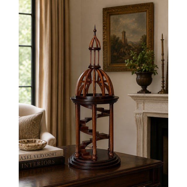 Brown Authentic Models “Bell Tower Antica” AR011—Large Cherry & Birch Architectural Model For Sale - Image 8 of 8