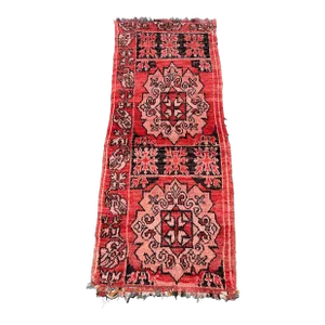 1980s Moroccan Vintage Floral Runners Rug - 2'9" X 6'7" Ft