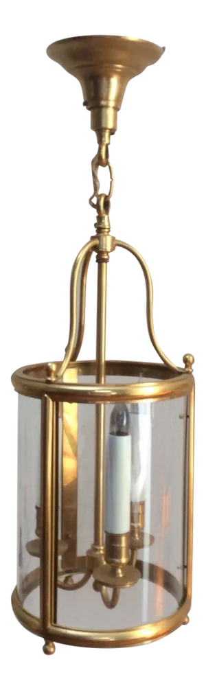 Gilt Brass Petite Round Lantern with Canopy