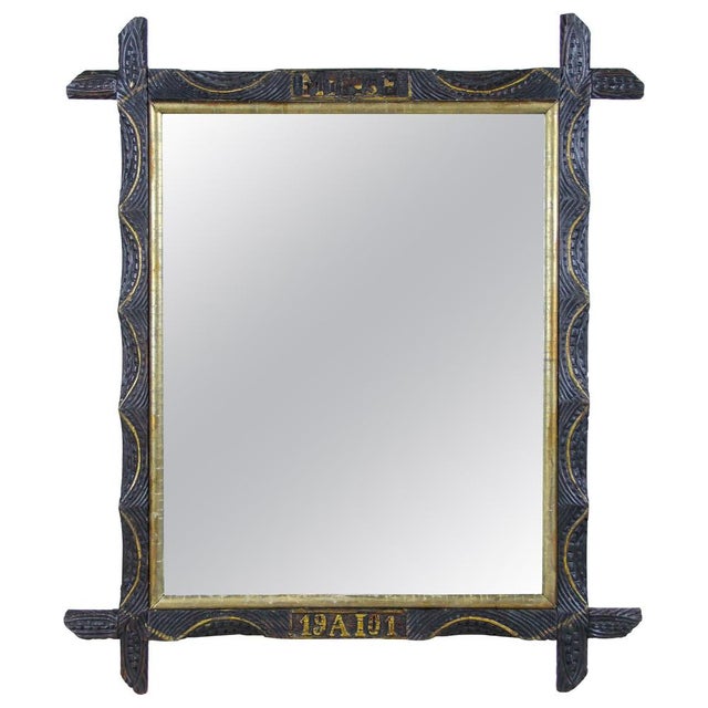 Hand-Carved Wooden Wall Mirror with Golden Bars, Austria, 1901 For Sale - Image 16 of 16