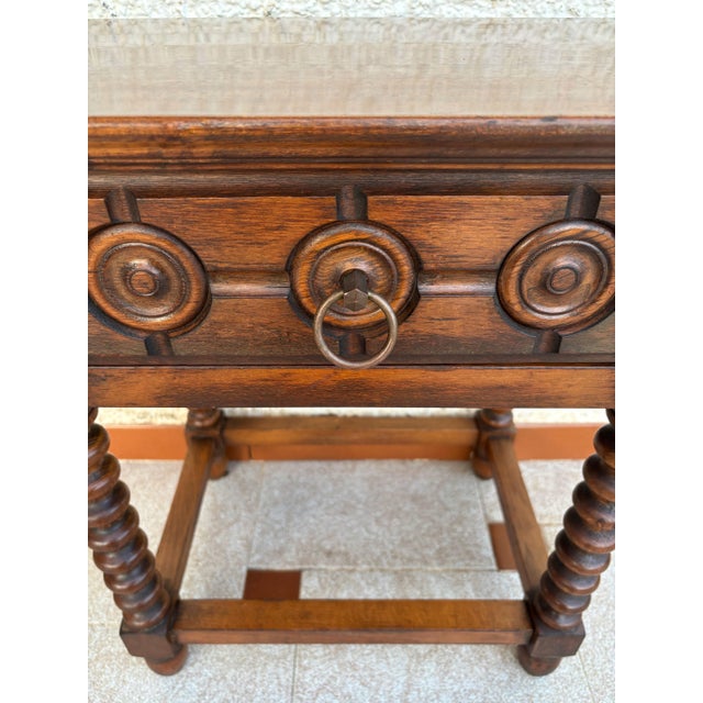 Spanish Carved Wood Side Table, Mid 20th-Century For Sale - Image 9 of 12