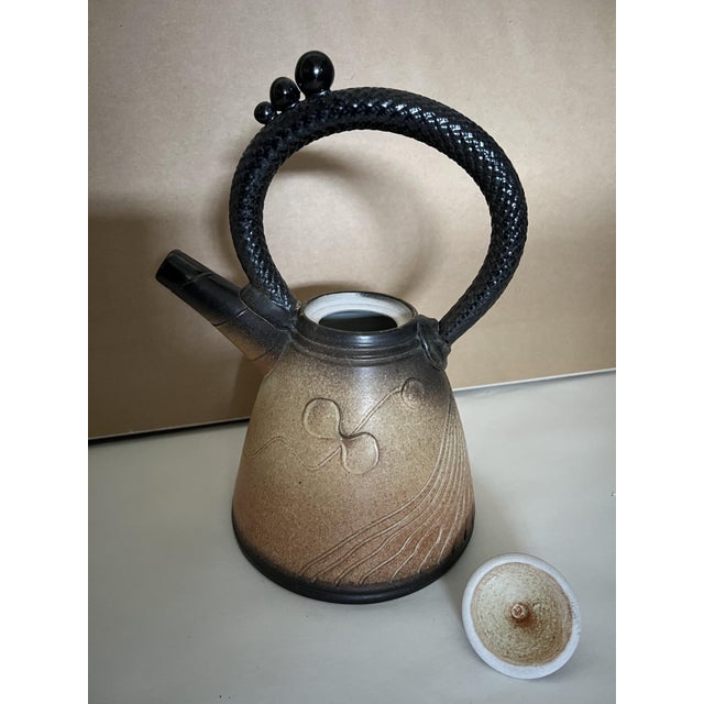 1990s Mark Untener Studio Pottery Teapot With Braided Handle, 1990s For Sale - Image 5 of 6