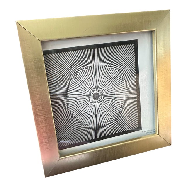 1990s Vintage Framed Authentic Original Hermès Art Advertisement Lithograph Featuring Hermès Black White Geometric For Sale