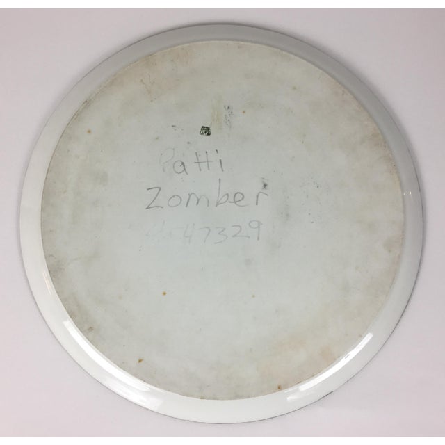 French Majolica Floral Charger by Patti Zomber, Hand-Painted, 13.5" For Sale - Image 4 of 8