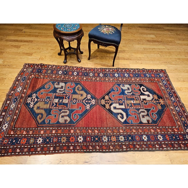 Antique Cloudband Kazak Area Rug, Hand-Knotted Wool, Geometric Design, 1800s For Sale - Image 10 of 10