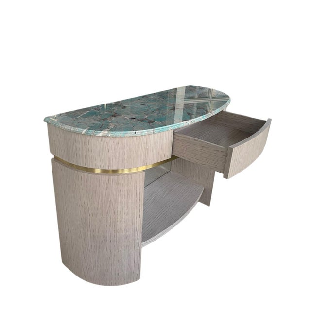 Contemporary Sculptural Half-Moon Console Tables by Jean-Rémy Couradette, Set of 2 For Sale - Image 3 of 10