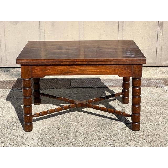 Brown Extendable Dining Table by Charles Dudouyt, 1940 For Sale - Image 8 of 8