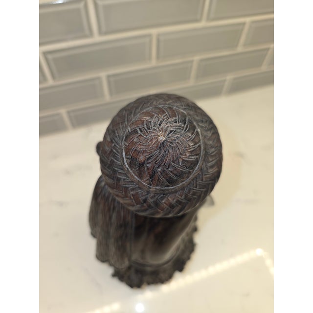 Mid 20th Century Realism Balinese Macassar Ebony Fisherman Masterpiece Sculpture by Darsana (Mas, Bali) For Sale - Image 9 of 12