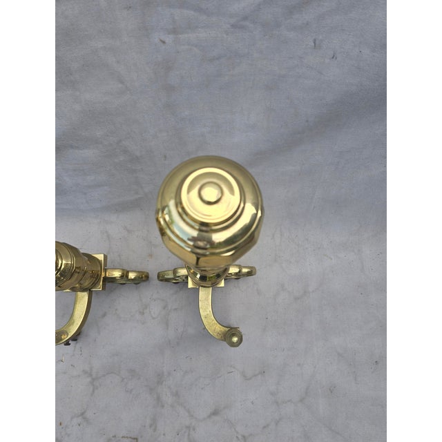 Brass Solid Brass Andirons For Sale - Image 8 of 8