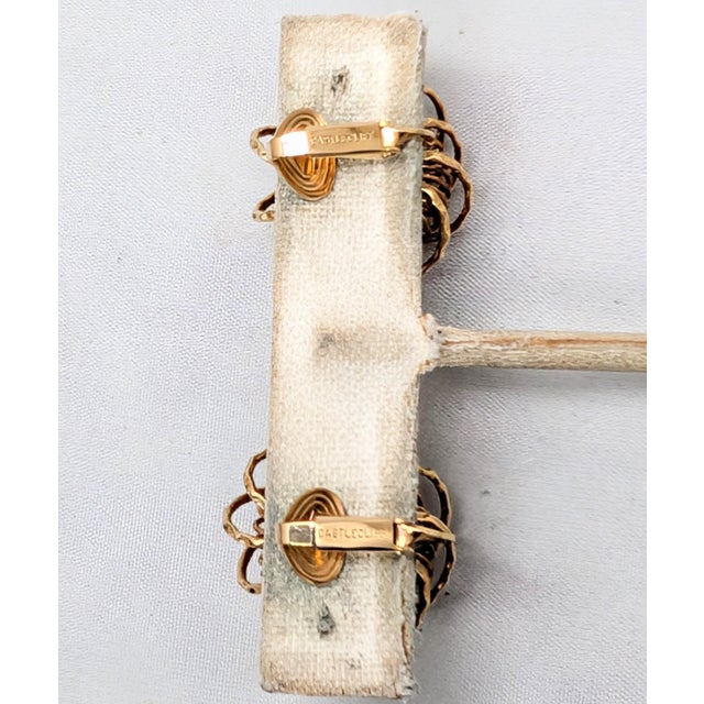 1960s Vintage 1960s Signed Castlecliff Goldtone & Clear Rhinestones Flower Clip Earrings-2 Pieces For Sale - Image 5 of 7