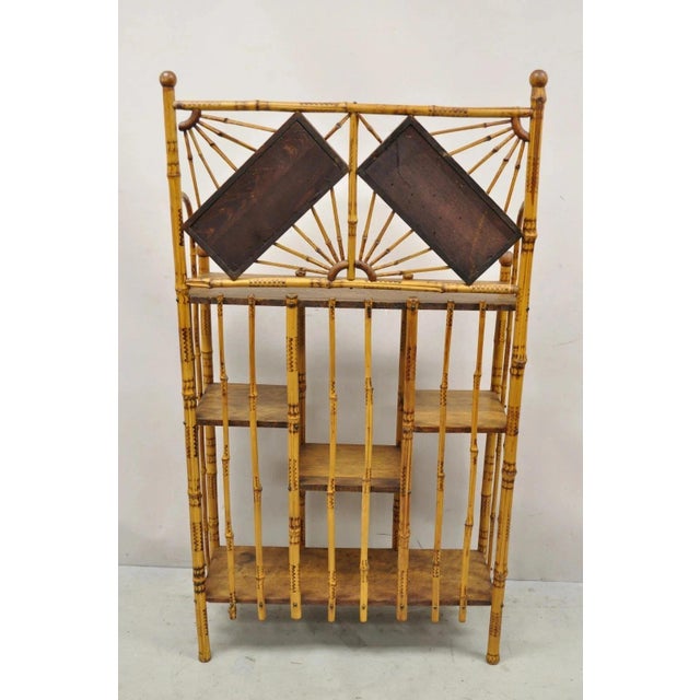 19th C English Victorian Bamboo Stick and Ball Curio Shelf Etagere W/ Mirror For Sale - Image 10 of 12