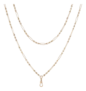 Antique Victorian Long Guard 58" Chain 8k Yellow Gold Fancy Link Necklace
