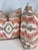 Custom pair of 22" pillows covered in Cowtan & Tout "Casablanca" in color coral/dove. These pillows have tapered corners...