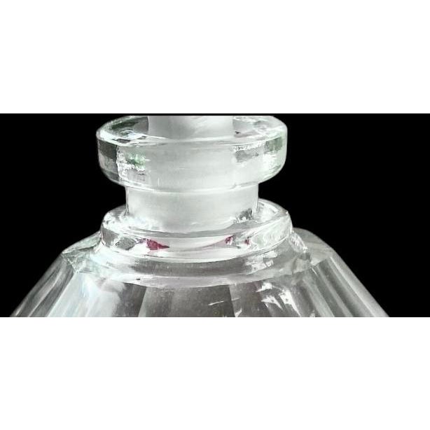 Czechoslovakian Art Deco Paneled Crystal Perfume Bottle Frosted Crystal Stoppe For Sale - Image 10 of 13