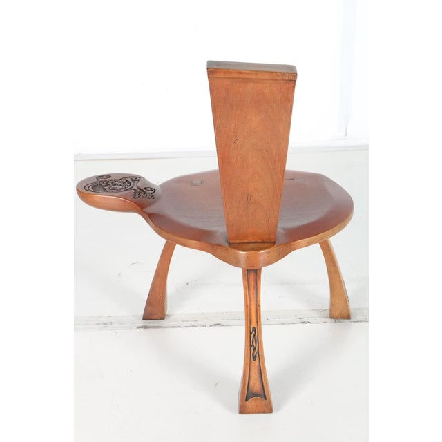 2000 - 2009 Gabriel McKeagney Celtic Hand Carved Wood Bagpipe Bench Chair For Sale - Image 5 of 8