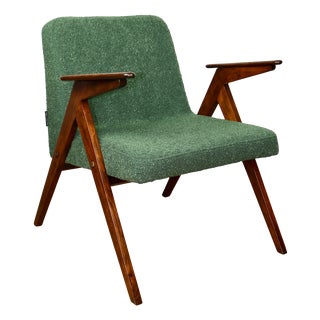 Green Bouclé Bunny Armchair by J. Chierowski, 1970s For Sale