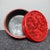 1970s Carved Cinnabar Lacquer Round Box, Dragon and Carp Among Waves, Lidded Scholar's Seal Paste Box For Sale - Image 4 of 9