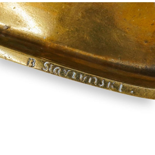 Bronze Antique Gilt Bronze & Glass Figural Inkwell Sign For Sale - Image 8 of 10