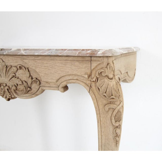 Small Louis XV Oak and Marble Top Console Table, 1920s For Sale - Image 13 of 18