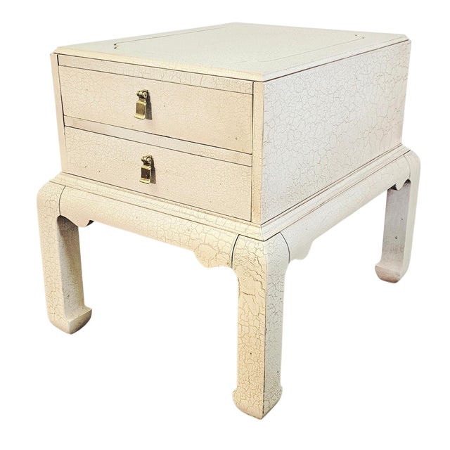 Chinese Lane Crackle Lacquer Asian Modern Accent Chest Nightstand 24.5" For Sale - Image 3 of 13