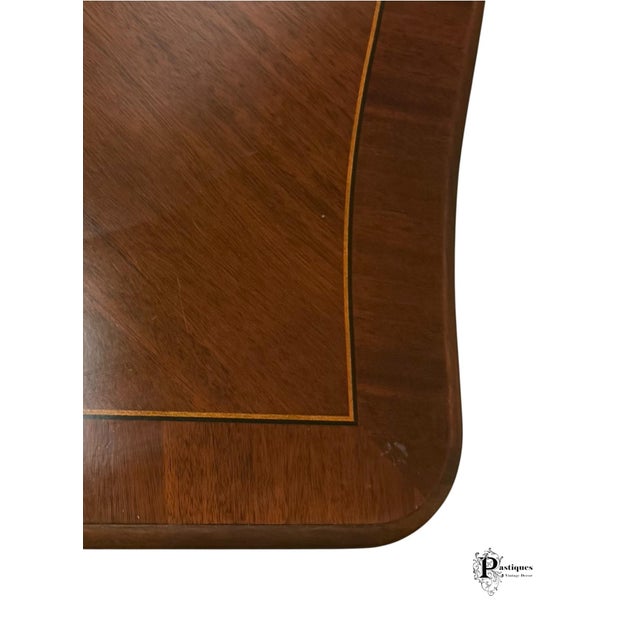 Vintage Chippendale Style Mahogany & Satinwood Inlay Dining Table For Sale - Image 9 of 10