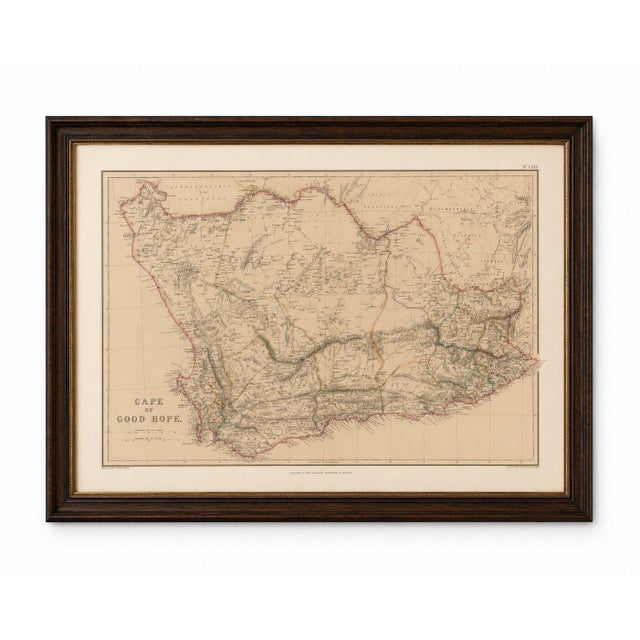 This detailed original antique map depicts the Cape of Good Hope and much of southern Africa during the mid-nineteenth...