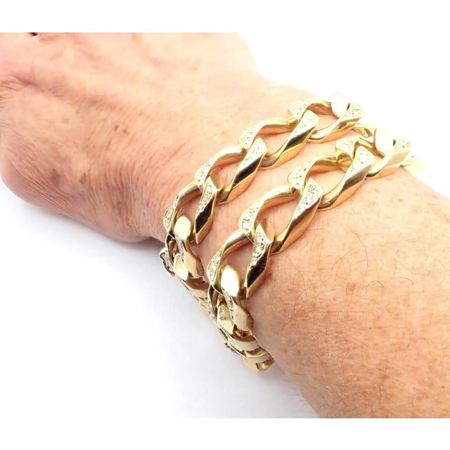 1980s Bvlgari Bulgari Diamond Set of Two Yellow Gold Link Bracelets Necklace For Sale - Image 12 of 12