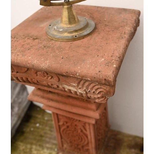 Garden Armillary Sphere Sun Dial with Terracotta Stand For Sale - Image 10 of 11